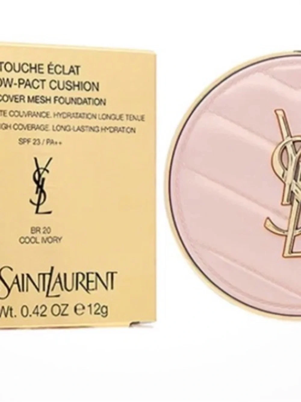 YSL Cushion Foundation TOUCHE ÉCLAT Glow Pact Mesh Shade B20 Ivory SPF 50